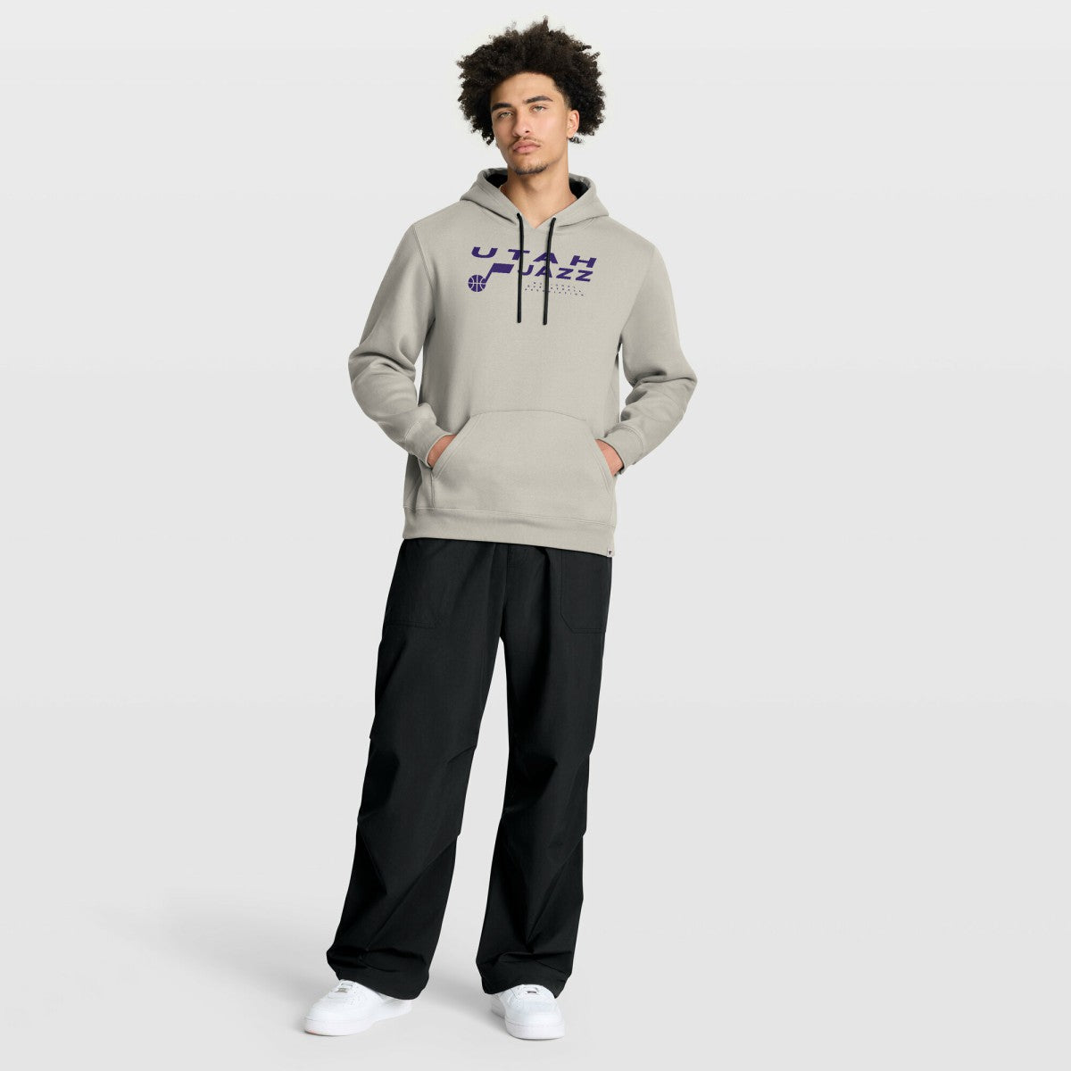 Off White Utah Jazz Crossover Collection Blocked Shot Premium Pullover Hoodie | NBA