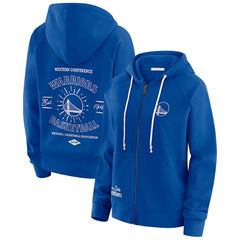 Blue Golden State Warriors WEAR by Erin Andrews Women's Vintage Full-Zip Raglan Hoodie sale | NBA