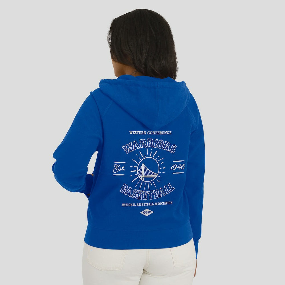 Blue Golden State Warriors WEAR by Erin Andrews Women's Vintage Full-Zip Raglan Hoodie sale | NBA