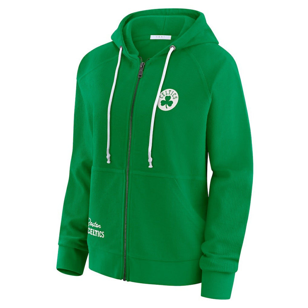 Green Boston Celtics WEAR by Erin Andrews Women's Vintage Full-Zip Raglan Hoodie | NBA