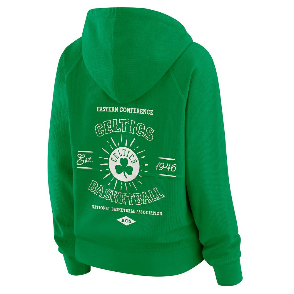 Green Boston Celtics WEAR by Erin Andrews Women's Vintage Full-Zip Raglan Hoodie | NBA