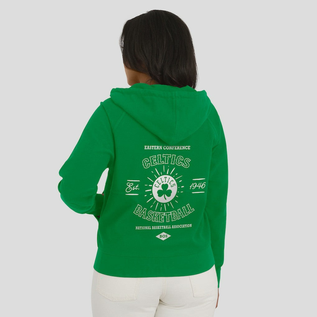 Green Boston Celtics WEAR by Erin Andrews Women's Vintage Full-Zip Raglan Hoodie | NBA