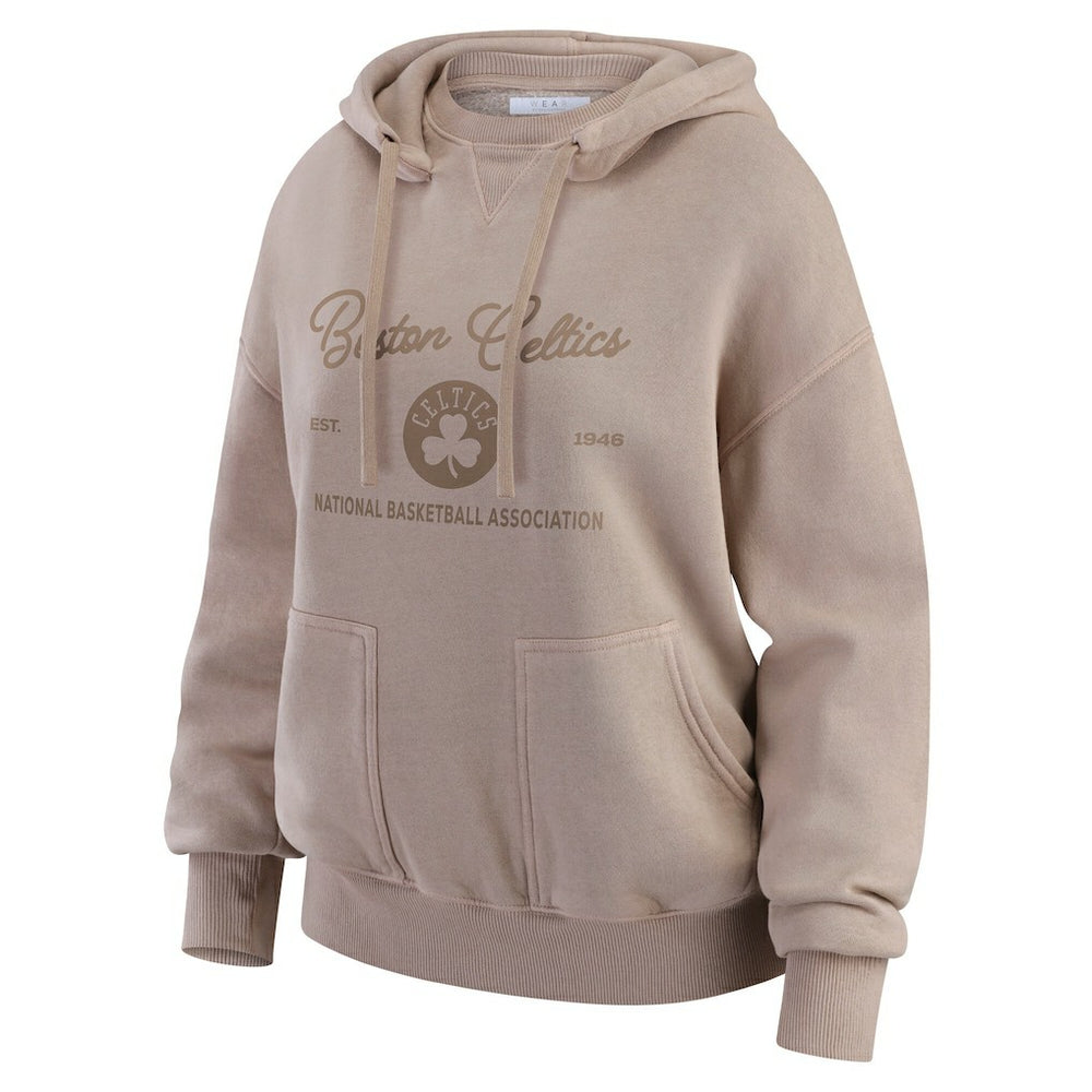 Tan Boston Celtics WEAR by Erin Andrews Women's Washed Pullover Crewdie | NBA