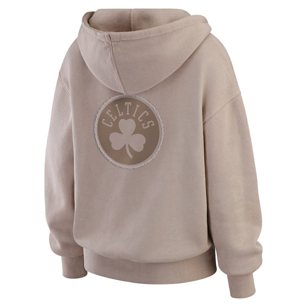Tan Boston Celtics WEAR by Erin Andrews Women's Washed Pullover Crewdie | NBA