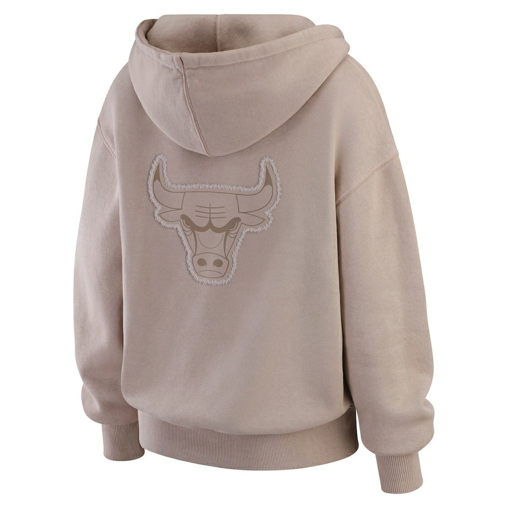 Tan Chicago Bulls WEAR by Erin Andrews Women's Washed Pullover Crewdie | NBA