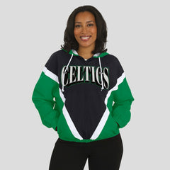 Black/Kelly Green Boston Celtics WEAR by Erin Andrews Women's Colorblock Full-Zip Hoodie Windbreaker Jacket | NBA