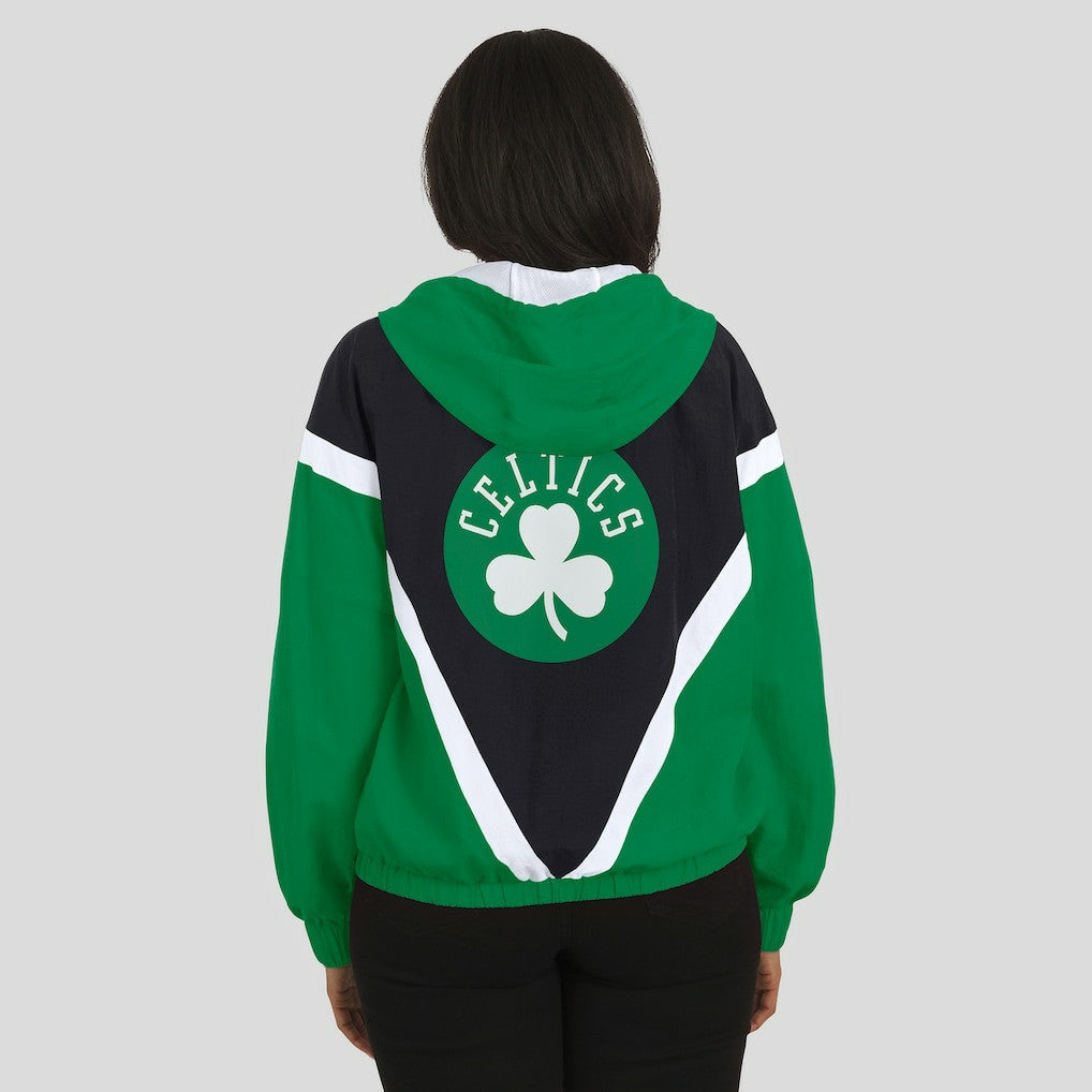 Black/Kelly Green Boston Celtics WEAR by Erin Andrews Women's Colorblock Full-Zip Hoodie Windbreaker Jacket | NBA