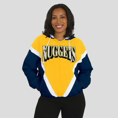 Gold/Navy Denver Nuggets WEAR by Erin Andrews Women's Colorblock Full-Zip Hoodie Windbreaker Jacket sale | NBA