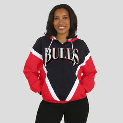 Black/Red Chicago Bulls WEAR by Erin Andrews Women's Colorblock Full-Zip Hoodie Windbreaker Jacket | NBA