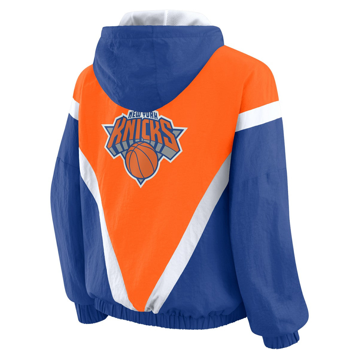 Orange/Royal New York Knicks WEAR by Erin Andrews Women's Colorblock Full-Zip Hoodie Windbreaker Jacket | NBA