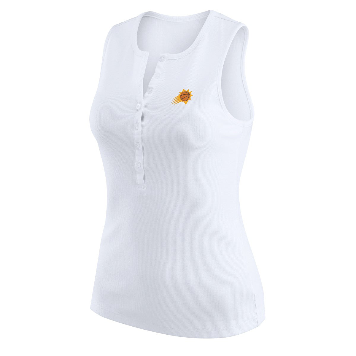 White Phoenix Suns WEAR by Erin Andrews Women's Rib-Knit Henley Tank Top | NBA