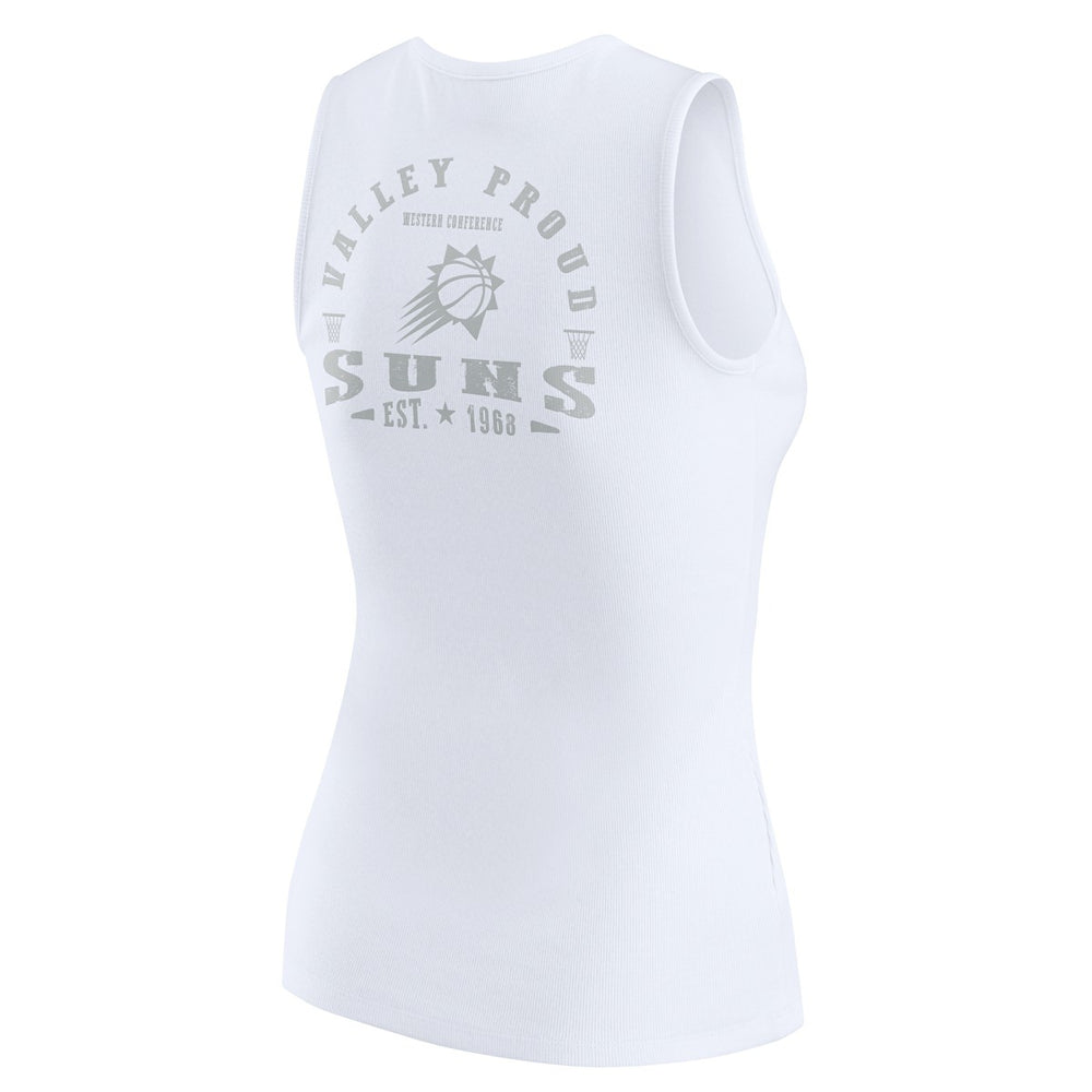 White Phoenix Suns WEAR by Erin Andrews Women's Rib-Knit Henley Tank Top | NBA