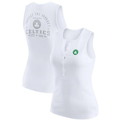 White Boston Celtics WEAR by Erin Andrews Women's Rib-Knit Henley Tank Top | NBA