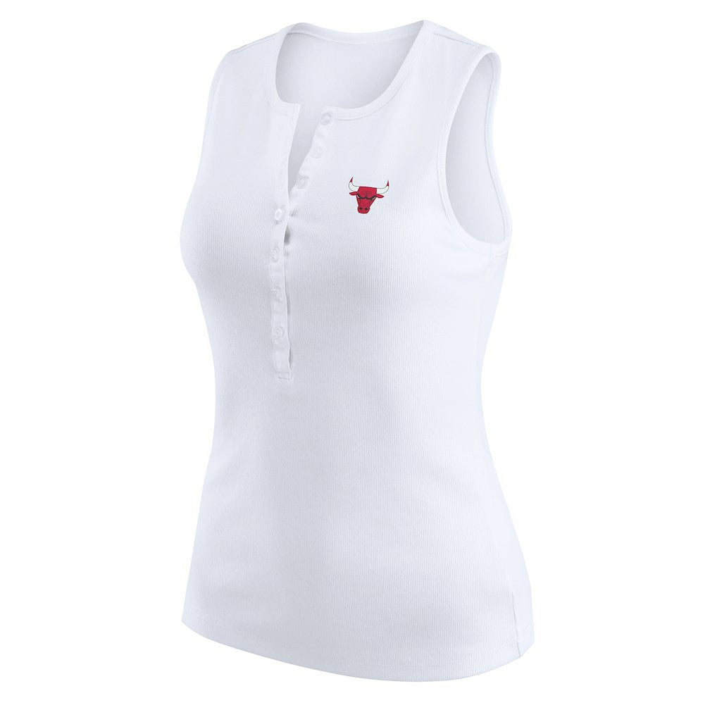 White Chicago Bulls WEAR by Erin Andrews Women's Rib-Knit Henley Tank Top sale | NBA