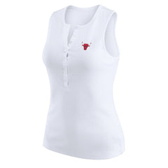 White Chicago Bulls WEAR by Erin Andrews Women's Rib-Knit Henley Tank Top sale | NBA