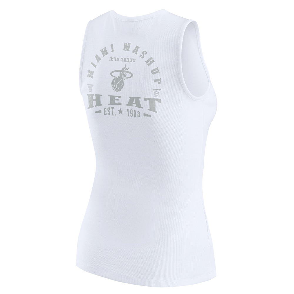 White Miami Heat WEAR by Erin Andrews Women's Rib-Knit Henley Tank Top | NBA