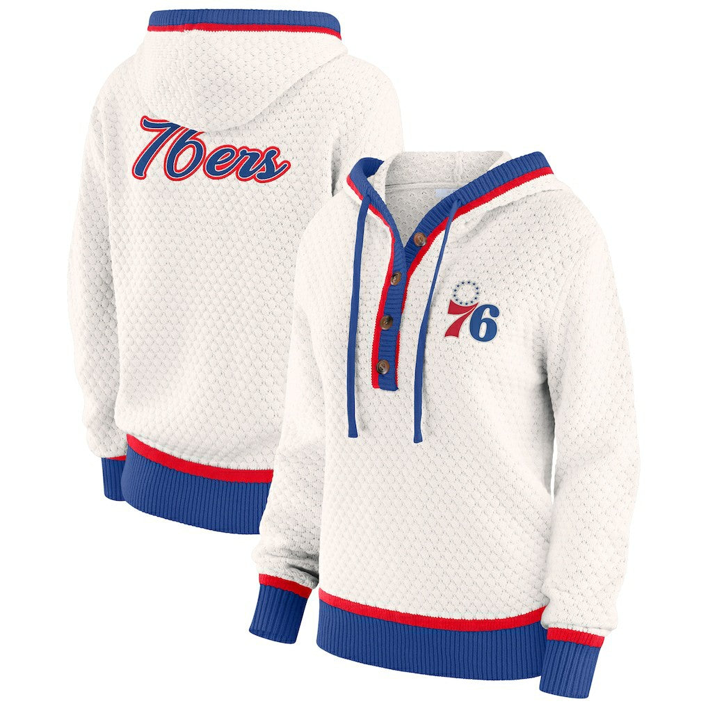 Cream Philadelphia 76ers WEAR by Erin Andrews Women's Plus Size Hoodie Sweater | NBA