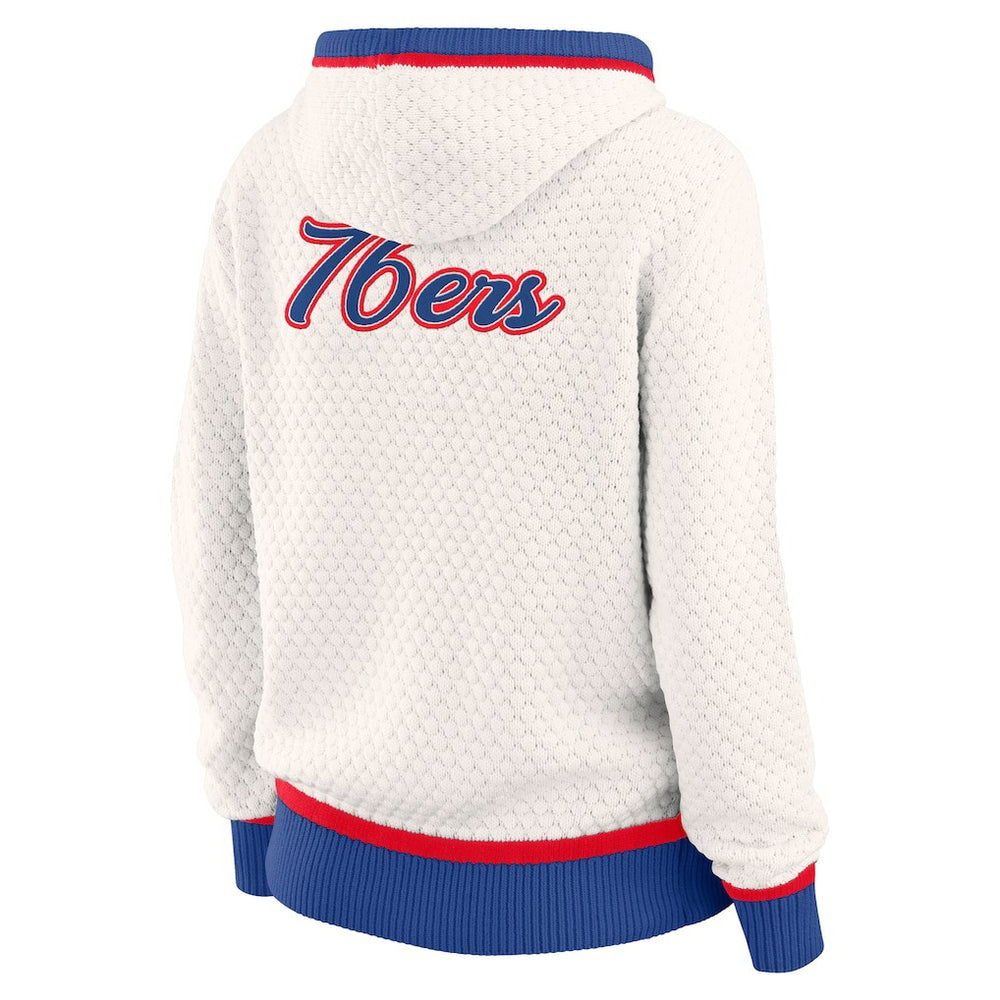 Cream Philadelphia 76ers WEAR by Erin Andrews Women's Plus Size Hoodie Sweater | NBA