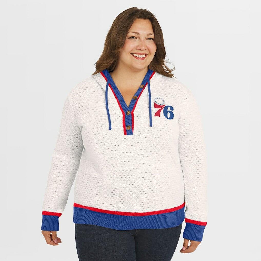 Cream Philadelphia 76ers WEAR by Erin Andrews Women's Plus Size Hoodie Sweater | NBA