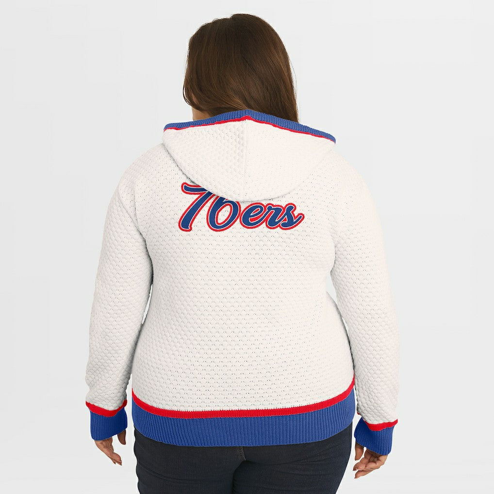 Cream Philadelphia 76ers WEAR by Erin Andrews Women's Plus Size Hoodie Sweater | NBA