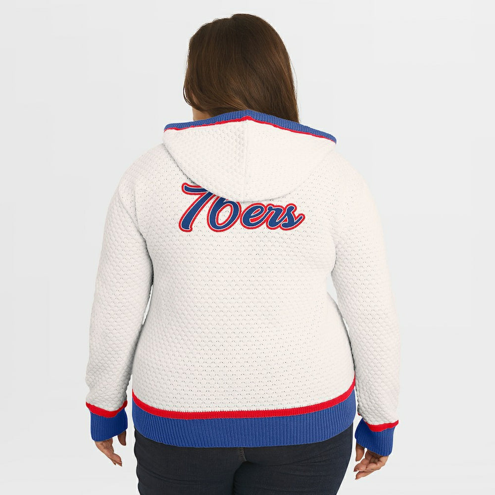 Cream Philadelphia 76ers WEAR by Erin Andrews Women's Plus Size Hoodie Sweater | NBA