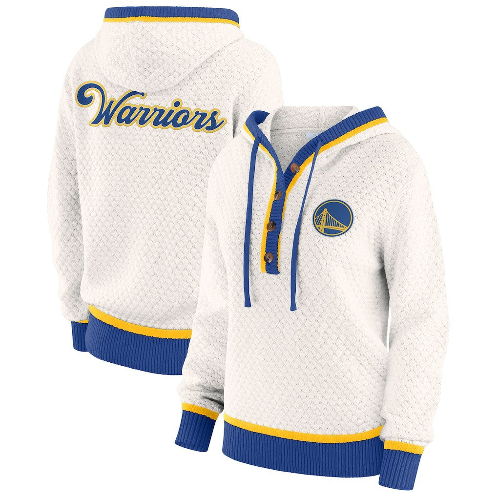 Cream Golden State Warriors WEAR by Erin Andrews Women's Plus Size Hoodie Sweater sale | NBA