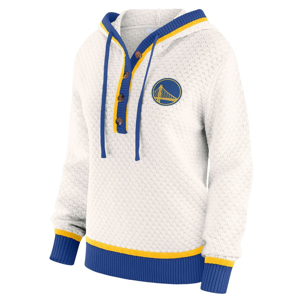 Cream Golden State Warriors WEAR by Erin Andrews Women's Plus Size Hoodie Sweater sale | NBA