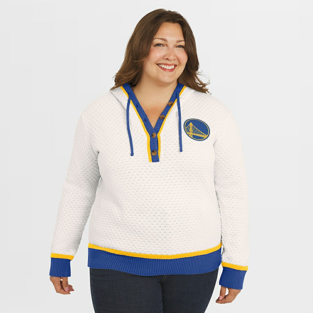 Cream Golden State Warriors WEAR by Erin Andrews Women's Plus Size Hoodie Sweater sale | NBA