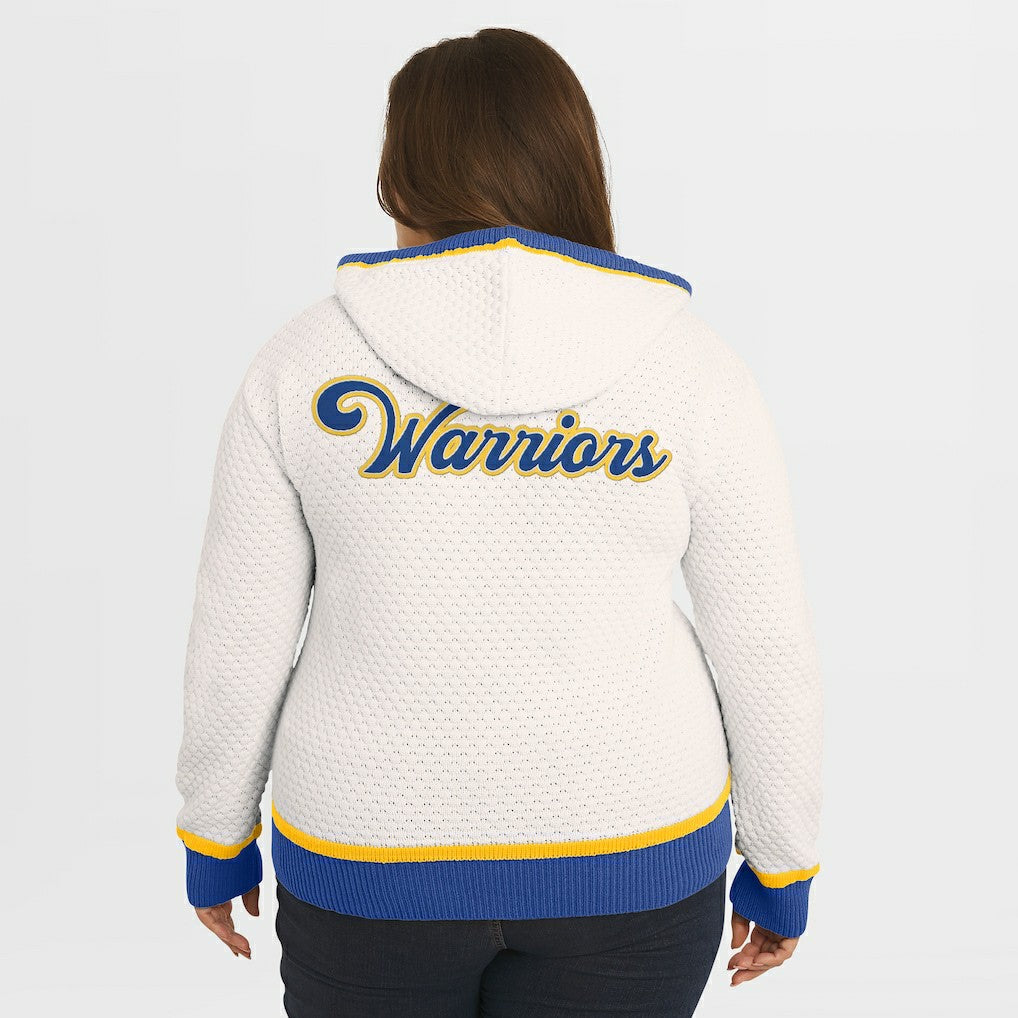 Cream Golden State Warriors WEAR by Erin Andrews Women's Plus Size Hoodie Sweater sale | NBA