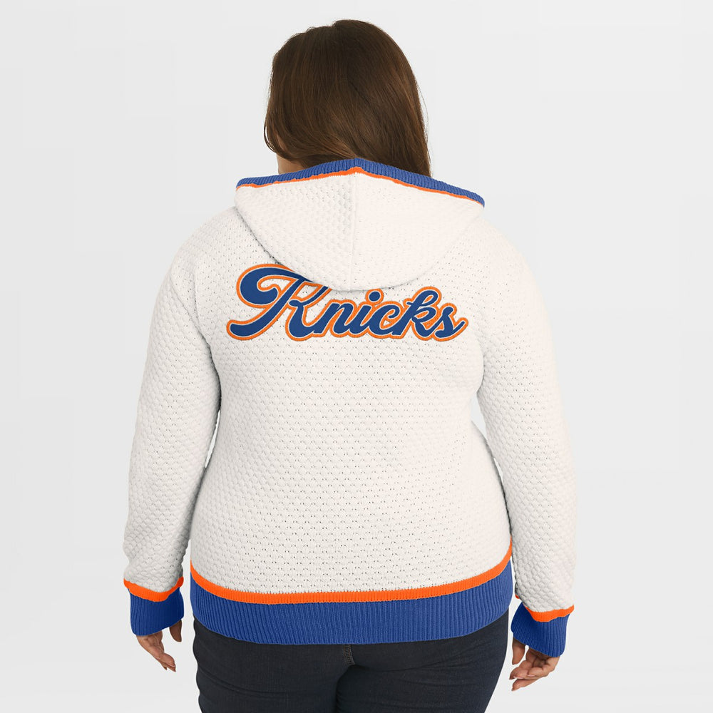 Cream New York Knicks WEAR by Erin Andrews Women's Plus Size Hoodie Sweater | NBA