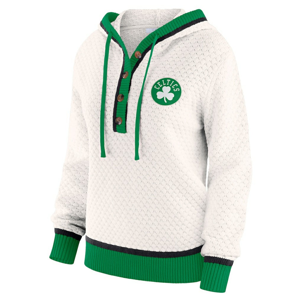 Cream Boston Celtics WEAR by Erin Andrews Women's Plus Size Hoodie Sweater | NBA