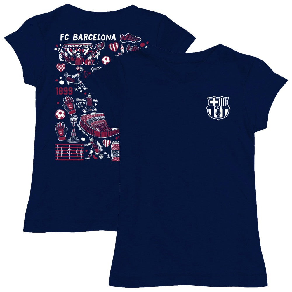 Barcelona Vive La Fete Girls Youth Color Badge Fitted T-Shirt
