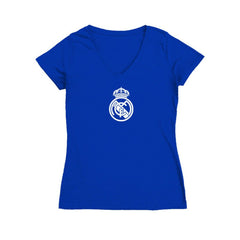 Real Madrid Vive La Fete Women's Color Badge V-Neck Fitted T-Shirt