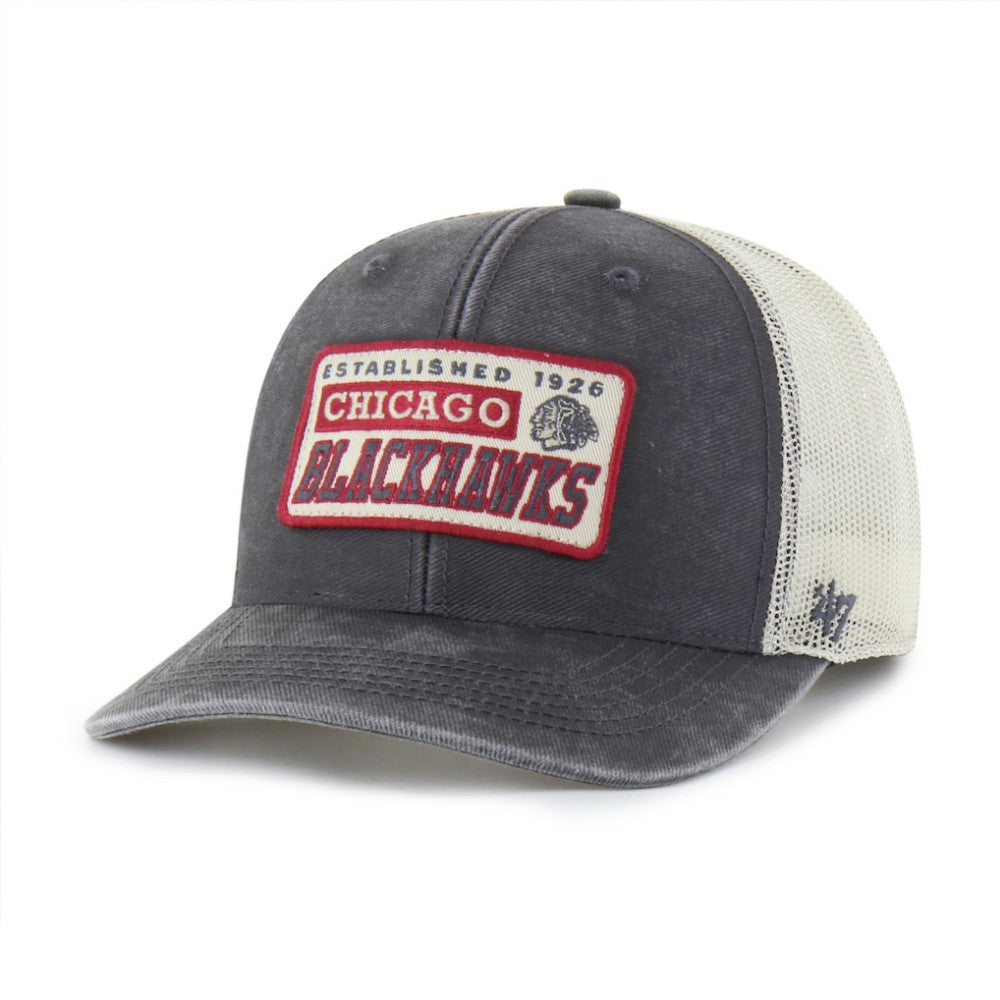 Chicago Blackhawks '47 Canteen Pigment Dyed Patch Trucker Adjustable Hat -  NHL Hats