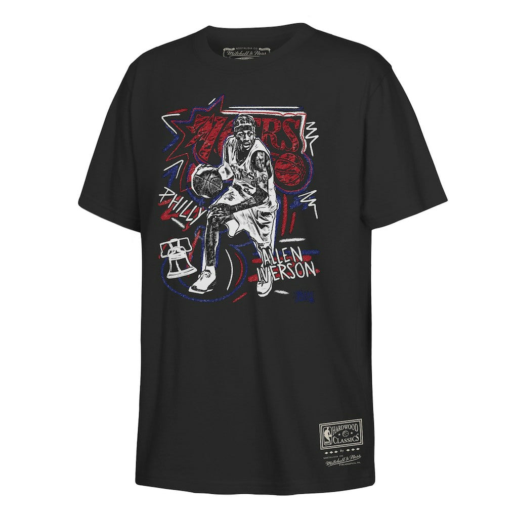 Black Allen Iverson Philadelphia 76ers Youth Chalked Up T-Shirt | NBA