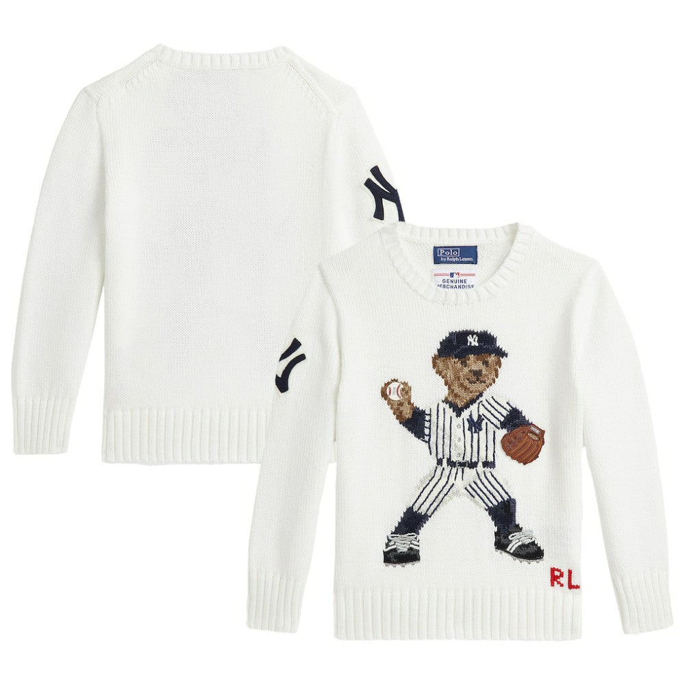 Yankees Polo Ralph Lauren Preschool  Bear Pullover Sweater - MLB Pullover