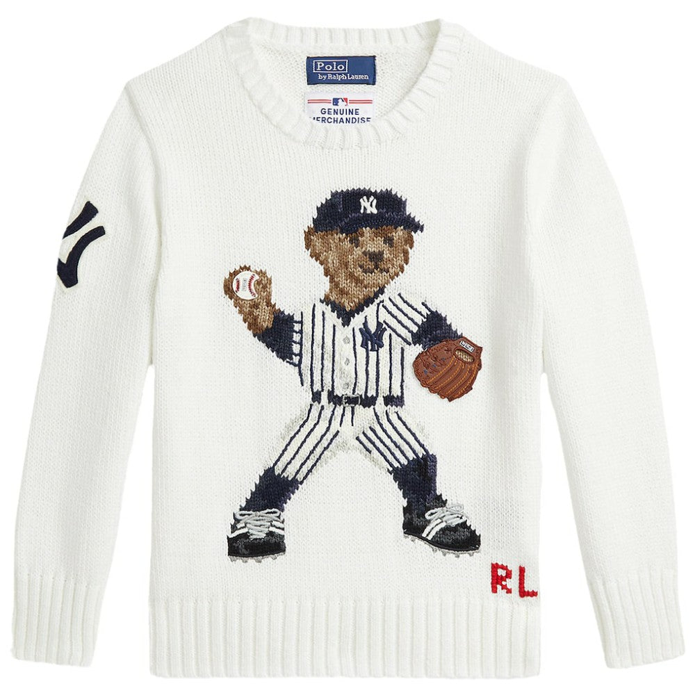 Yankees Polo Ralph Lauren Preschool  Bear Pullover Sweater - MLB Pullover