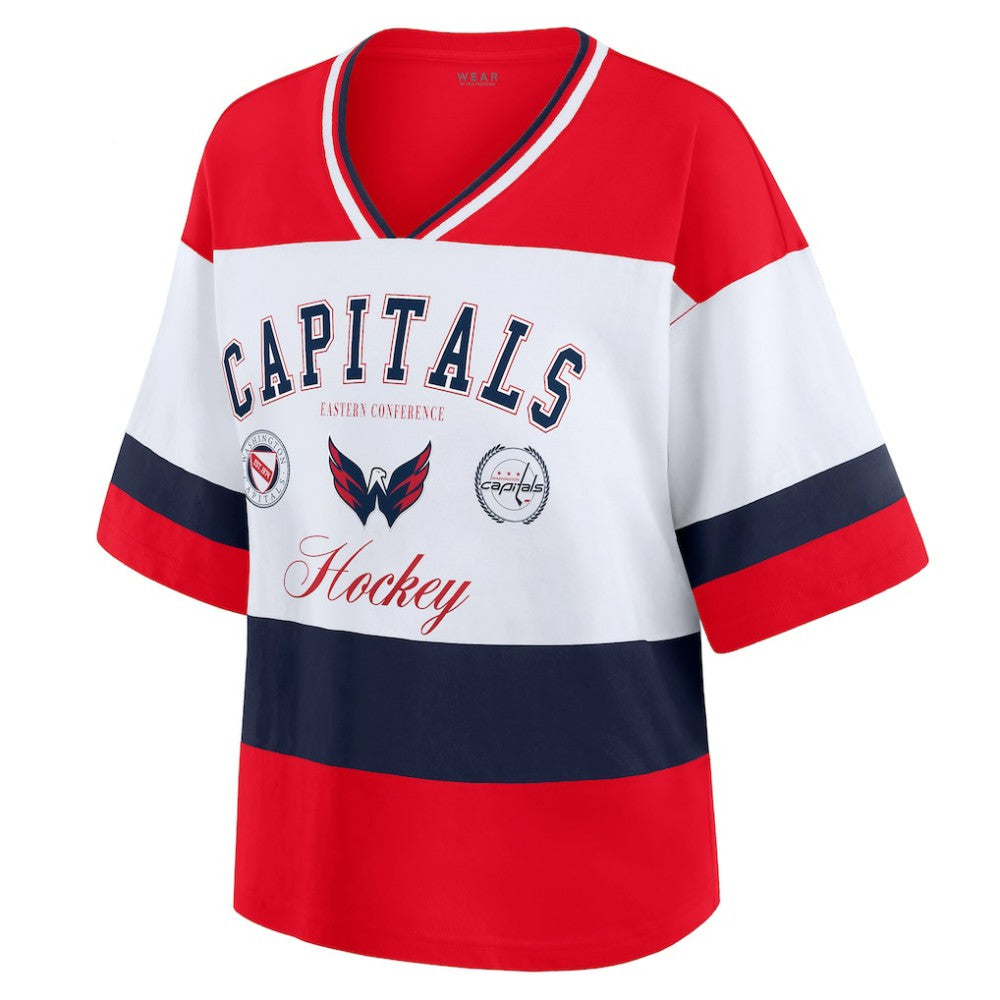 Washington Capitals WEAR by Erin Andrews Women's Jersey Style Tee -  NHL Jerseys