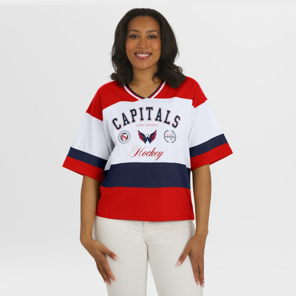 Washington Capitals WEAR by Erin Andrews Women's Jersey Style Tee -  NHL Jerseys
