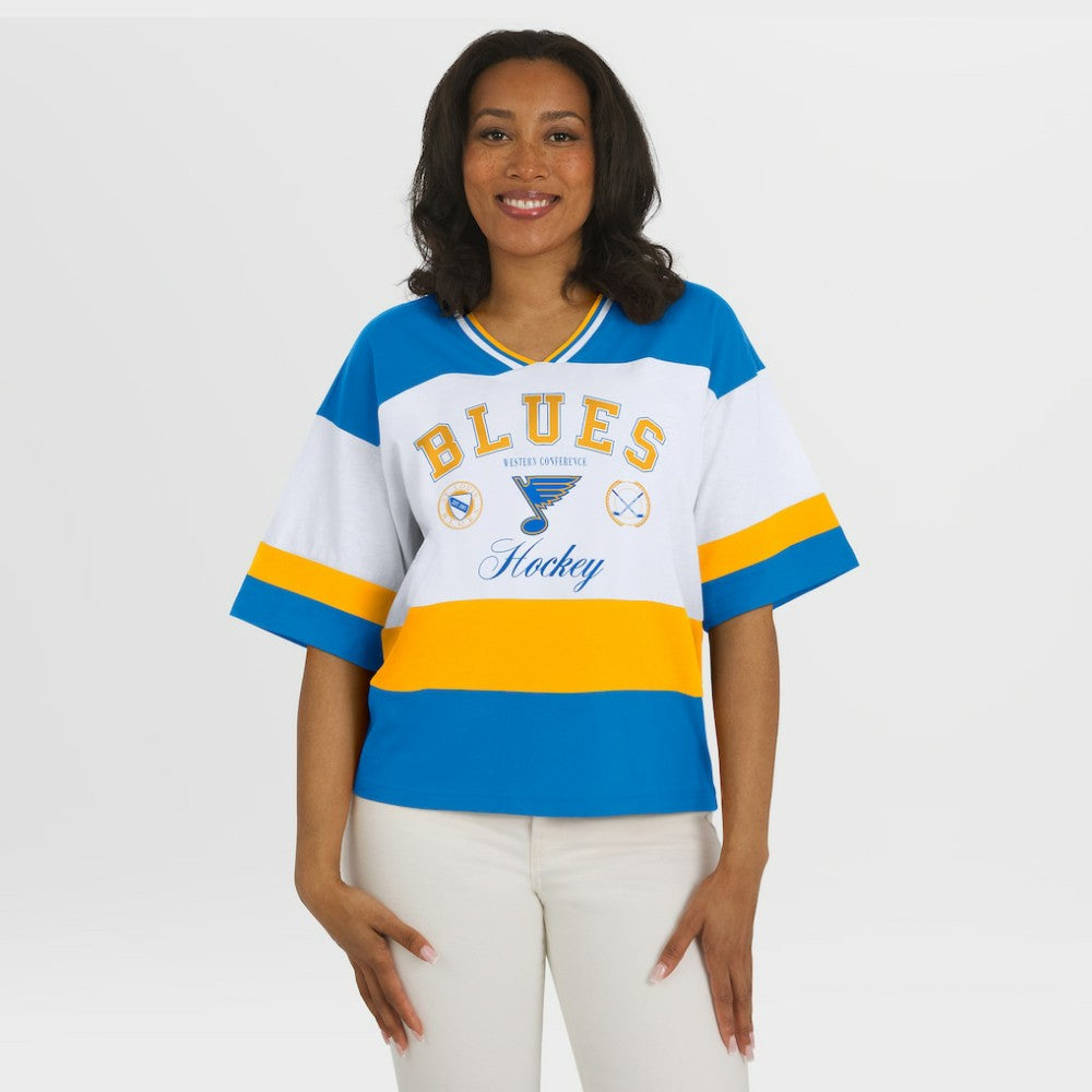 St. Louis Blues WEAR by Erin Andrews Women's Jersey Style Tee -  NHL Jerseys