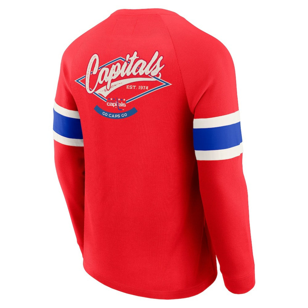 Washington Capitals Darius Rucker Collection by Fanatics Waffle-Knit Raglan Long Sleeve Henley T-Shirt -  NHL T-shirts