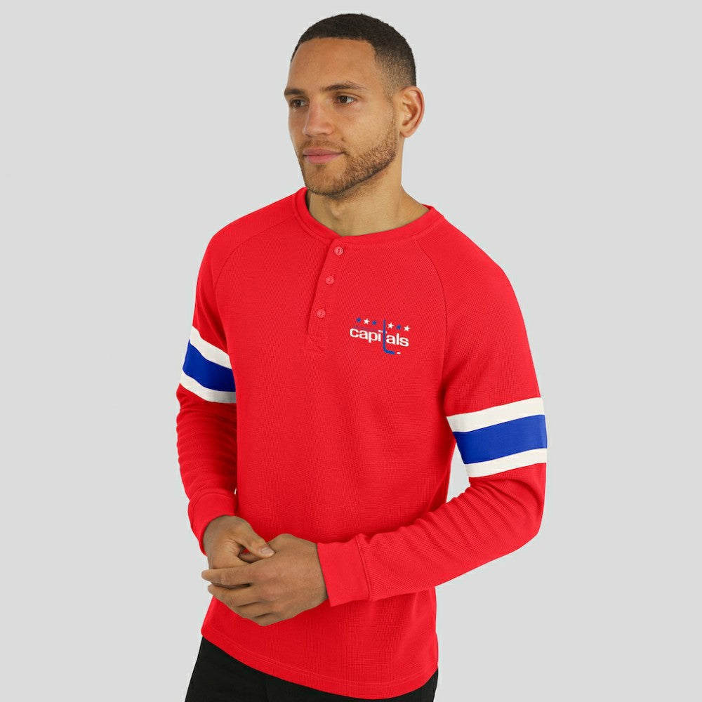 Washington Capitals Darius Rucker Collection by Fanatics Waffle-Knit Raglan Long Sleeve Henley T-Shirt -  NHL T-shirts
