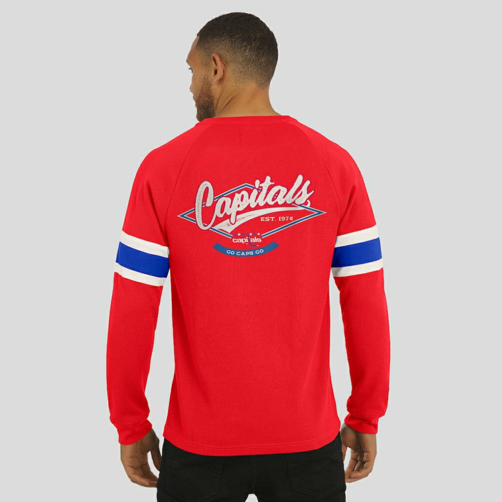 Washington Capitals Darius Rucker Collection by Fanatics Waffle-Knit Raglan Long Sleeve Henley T-Shirt -  NHL T-shirts