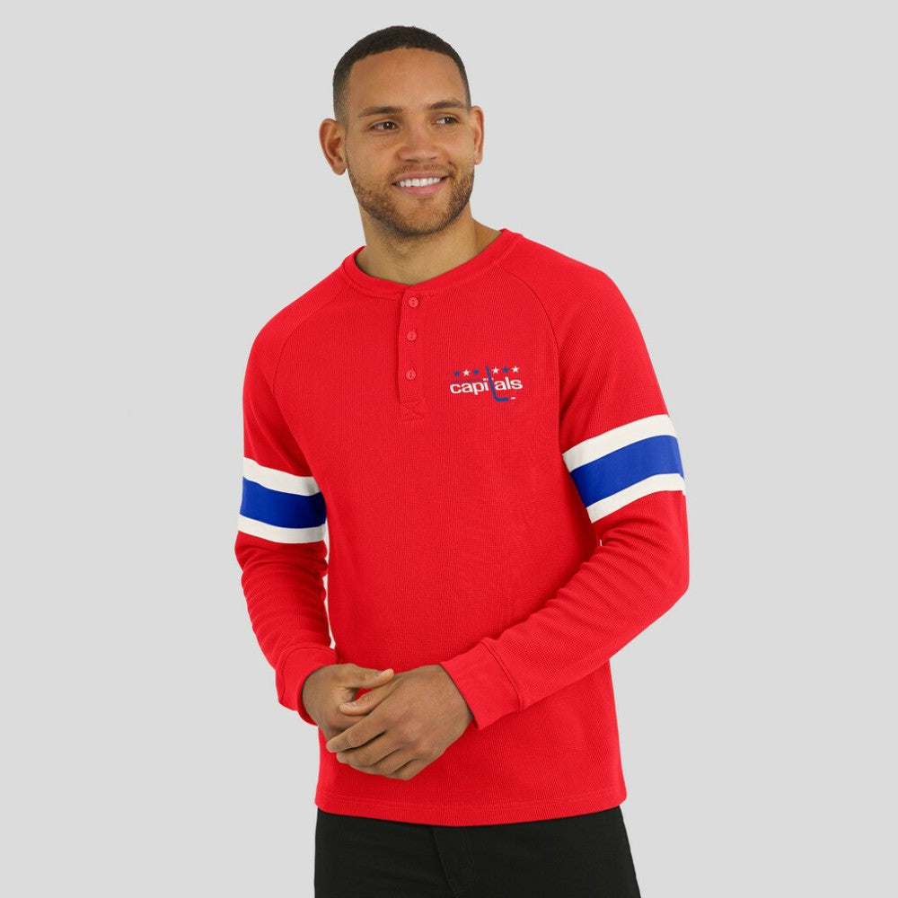 Washington Capitals Darius Rucker Collection by Fanatics Waffle-Knit Raglan Long Sleeve Henley T-Shirt -  NHL T-shirts
