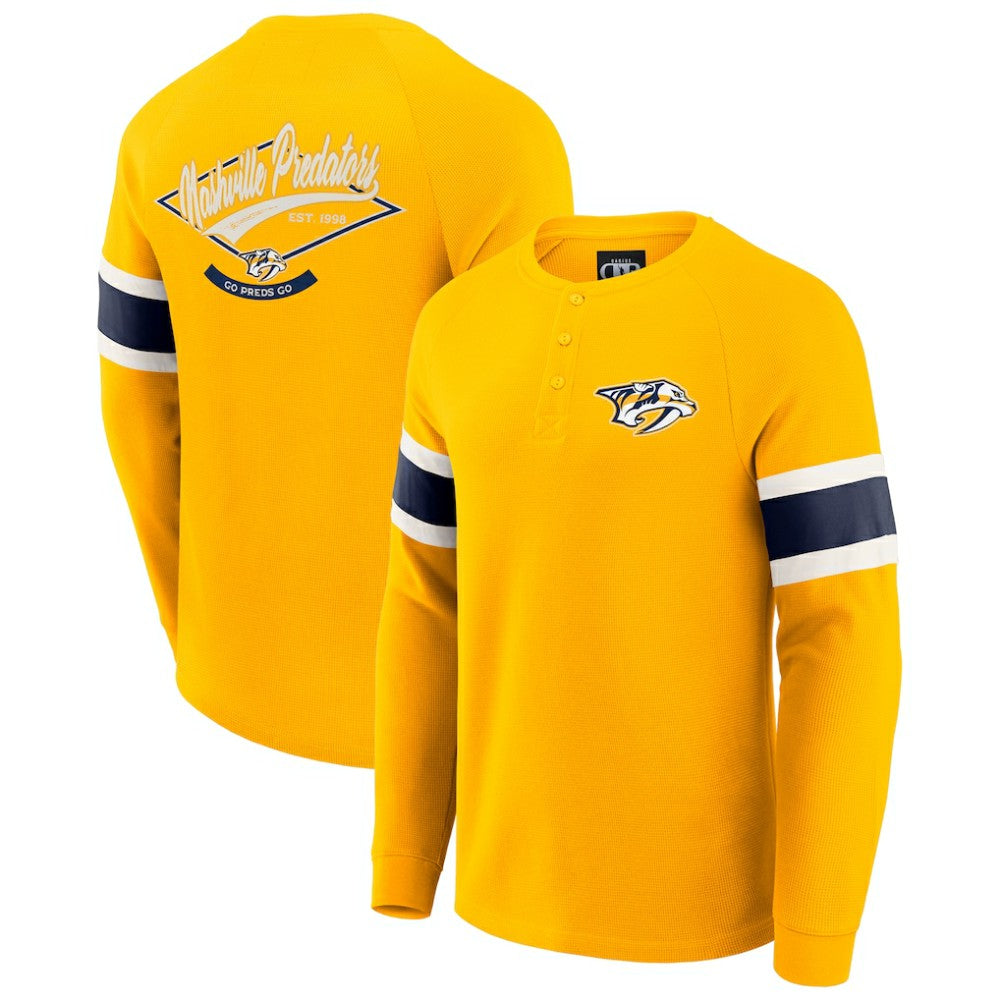 Nashville Predators Darius Rucker Collection by Fanatics Waffle-Knit Raglan Long Sleeve Henley T-Shirt -  NHL T-shirts