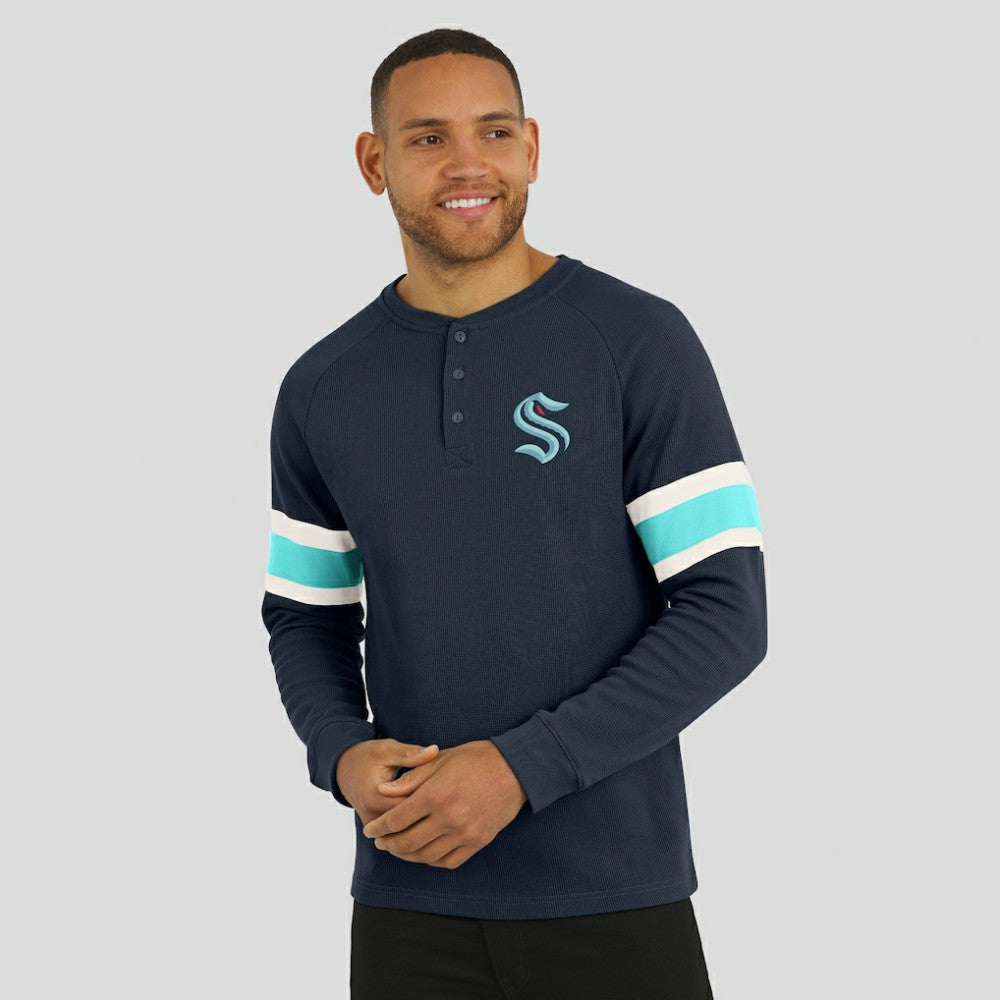 Seattle Kraken Darius Rucker Collection by Fanatics Waffle-Knit Raglan Long Sleeve Henley T-Shirt -  NHL T-shirts
