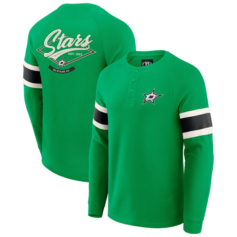 Dallas Stars Darius Rucker Collection by Fanatics Waffle-Knit Raglan Long Sleeve Henley T-Shirt -  NHL T-shirts