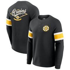 Boston Bruins Darius Rucker Collection by Fanatics Waffle-Knit Raglan Long Sleeve Henley T-Shirt -  NHL T-shirts