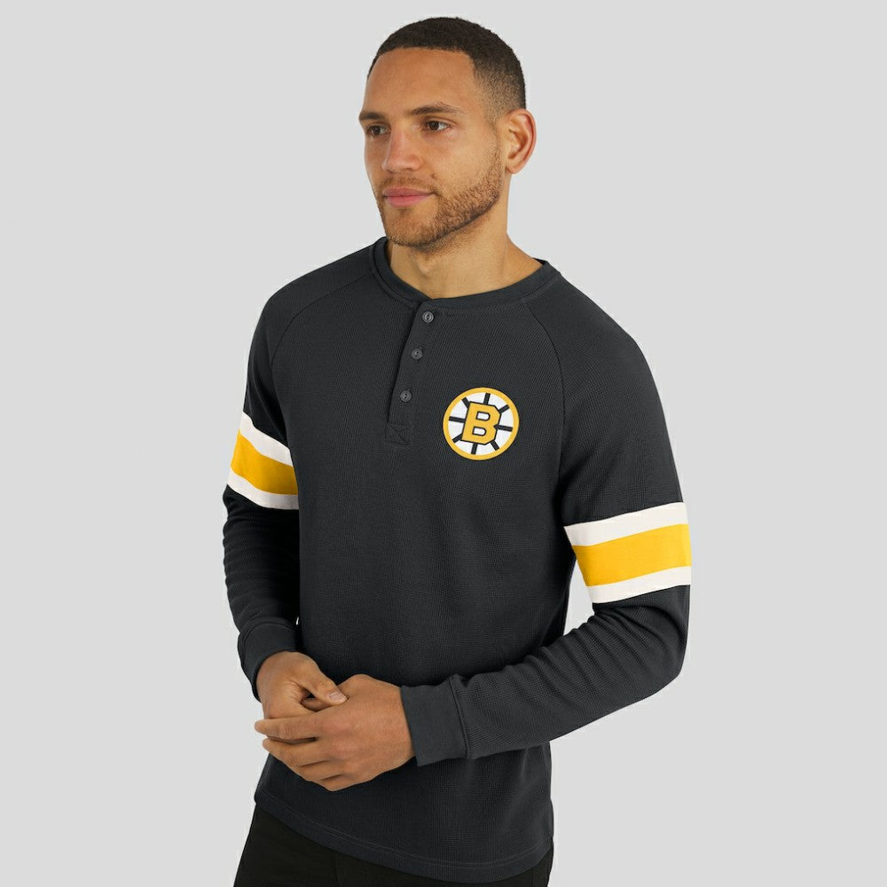 Boston Bruins Darius Rucker Collection by Fanatics Waffle-Knit Raglan Long Sleeve Henley T-Shirt -  NHL T-shirts