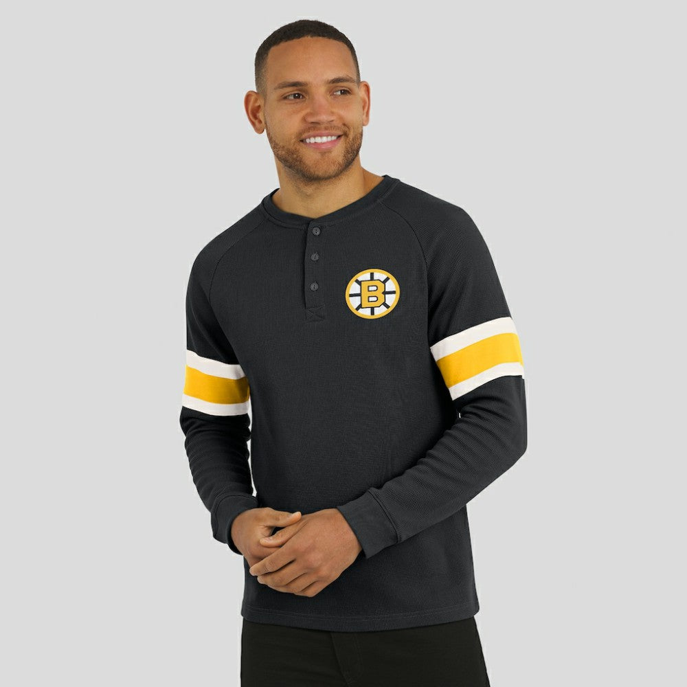 Boston Bruins Darius Rucker Collection by Fanatics Waffle-Knit Raglan Long Sleeve Henley T-Shirt -  NHL T-shirts